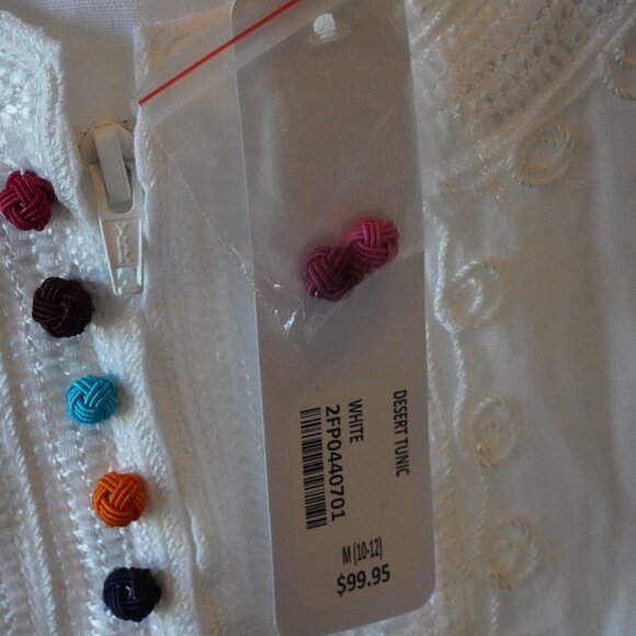 NWT, Soft Surroundings, Desert Tunic, 100% Linen ¾ Sleeve Zipper Tunic, White - Picture 6 of 7